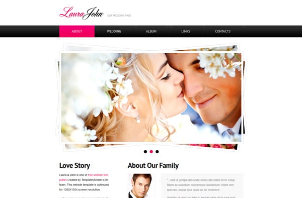Free Wedding Web Theme html templates