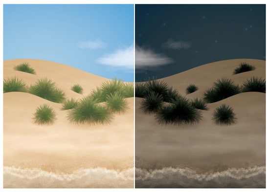 Go from Day to Night with a Beach Scene in Adobe Illustrator