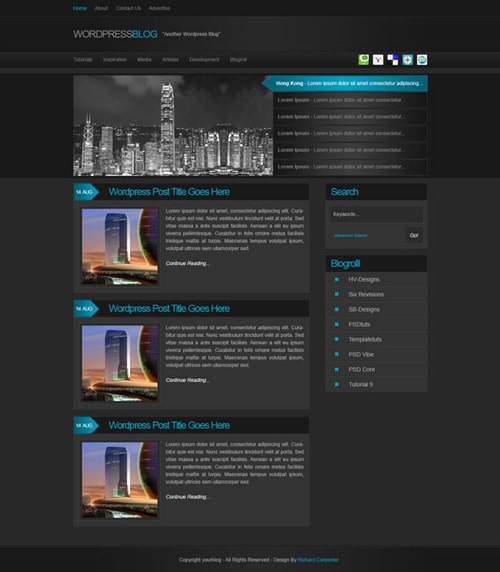Make a Dark Blog Web Design Layout with Photoshop