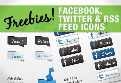 Facebook, Twitter & RSS Feed Icons