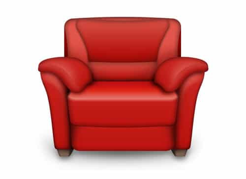 PSD red and white leather armchair, interior icon