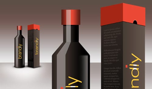 Package design (Part-1): Realistic wine bottle and box PSD download