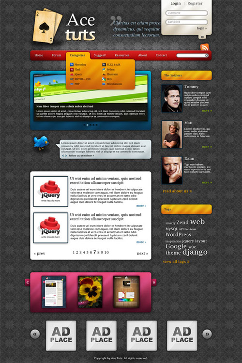 Create Colorful Blog Web Layout Using Photoshop