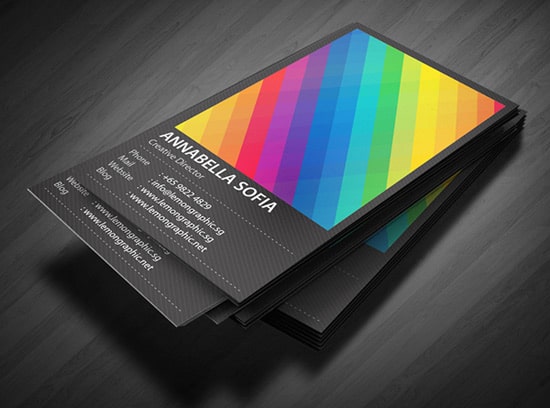 Rainbow typography business card 