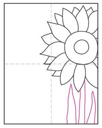 how to draw a sunflower step by step