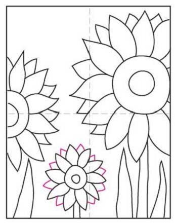 how to draw a sunflower step by step