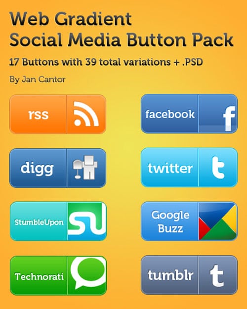 Web Gradient Social Media Button Pack