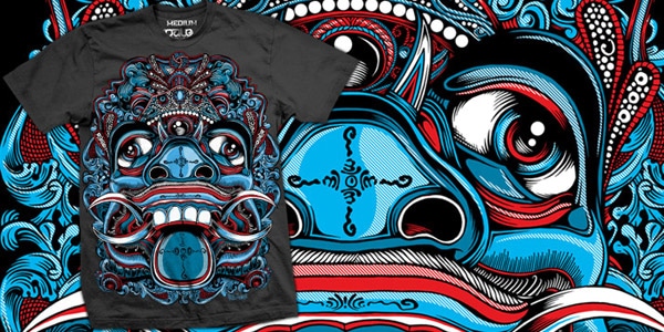Balinese Demon T-shirt: Ghost Blue Colorway