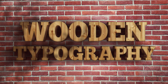 Create a realistic wooden 3D text image