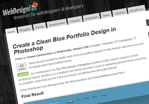 Create a Clean Blue Portfolio Design in Photoshop