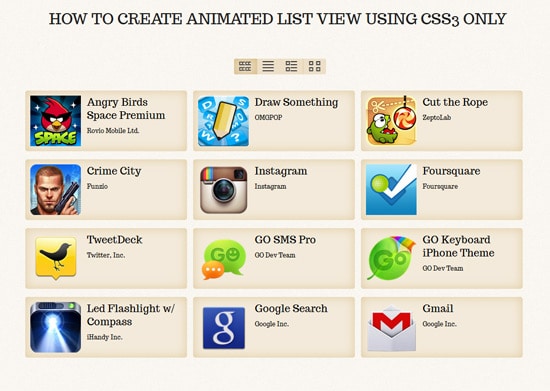   How To Create Animated List View Using CSS3 Only