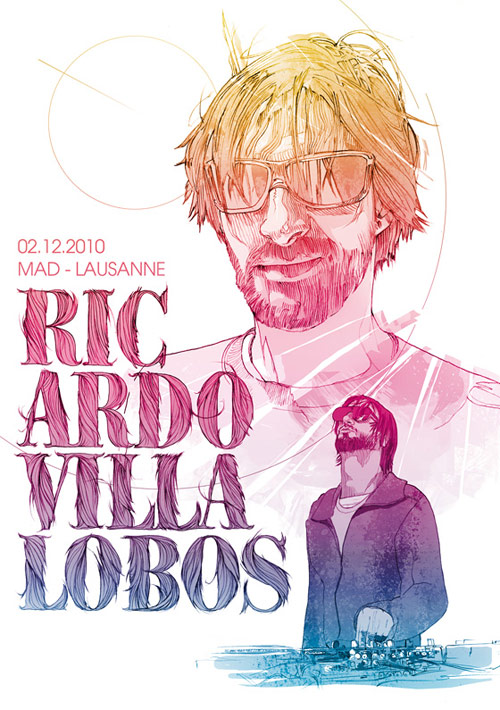 Ricardo Villalobos - Illustration for Mad Club - Lausanne. Pencil & Photoshop. 