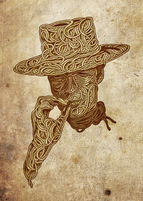 Spaghetti Western - Illustration for poster. Pencil and Photoshop.