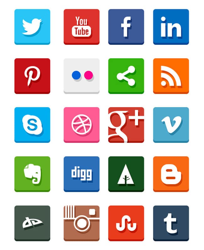 Simple Flat Social Media Icons 