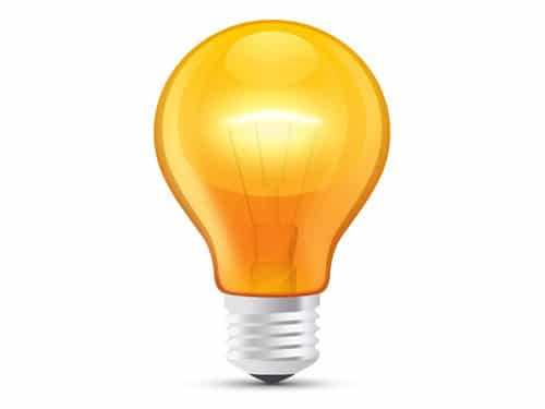 Glossy orange light bulb