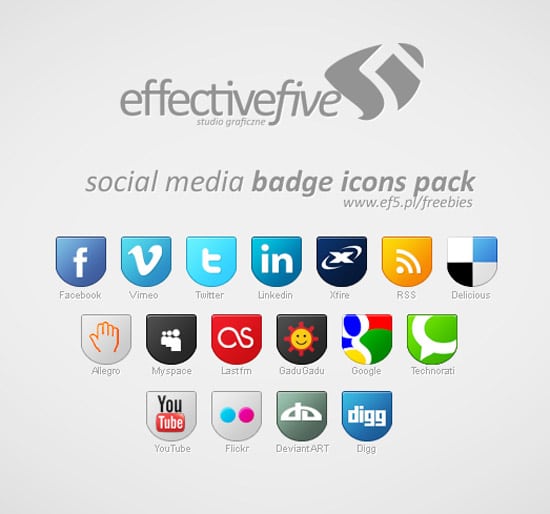 Social Media badge icons set by EffectiveFive