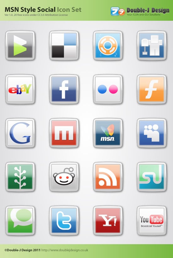 MSN Style Social Icons