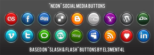 Neon Social Media Buttons by SimekOneLove
