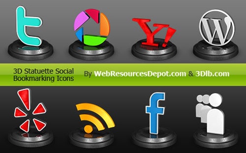 Exclusive 3D Statuette Social Bookmarking Icons