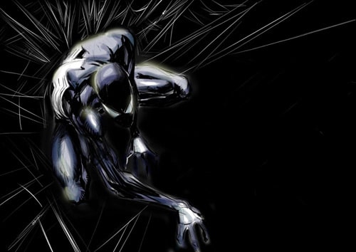 Spider man in black sketch by *Cinar