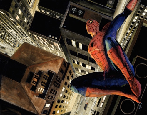 Spider-Man over city by ~RobHough