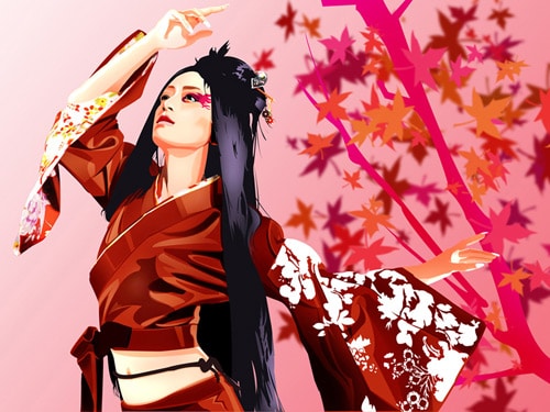 Red kimono by Zeroevil